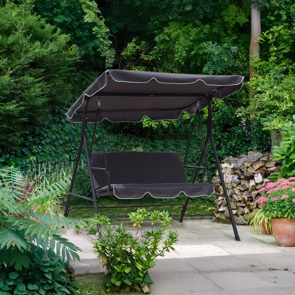 Outdoor Patio Garden 3 Seater Swing Seat Chair - Grey