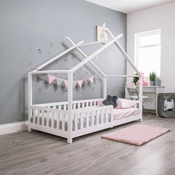 Minto Single Wooden House Bed Frame - White