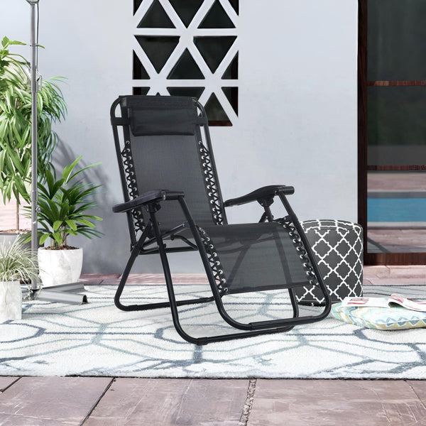 Outdoor Camping Chair Sun Lounger - Black