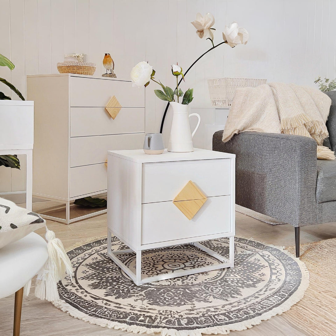 Alaska Wooden Bedside Table - White