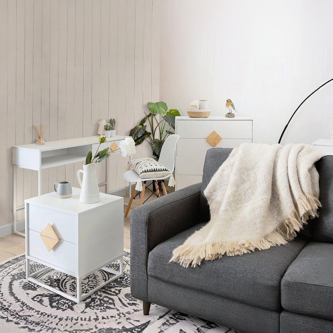 Alaska Wooden Bedside Table - White
