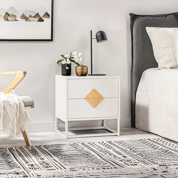 Alaska Wooden Bedside Table - White