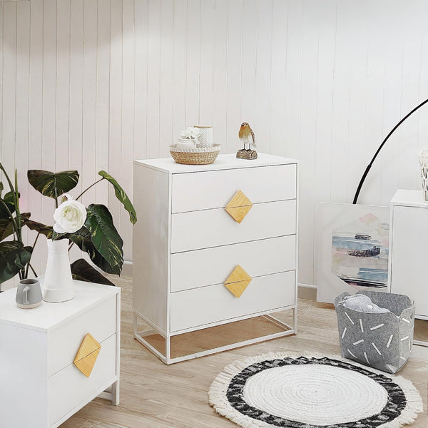Alaska Wooden Tallboy 4 Drawers - White