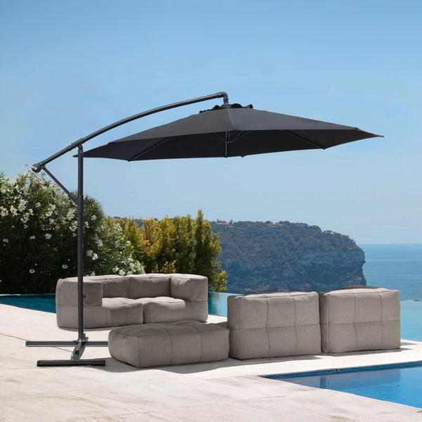 Toughout Kauri Outdoor Cantilever Umbrella 3m - Black