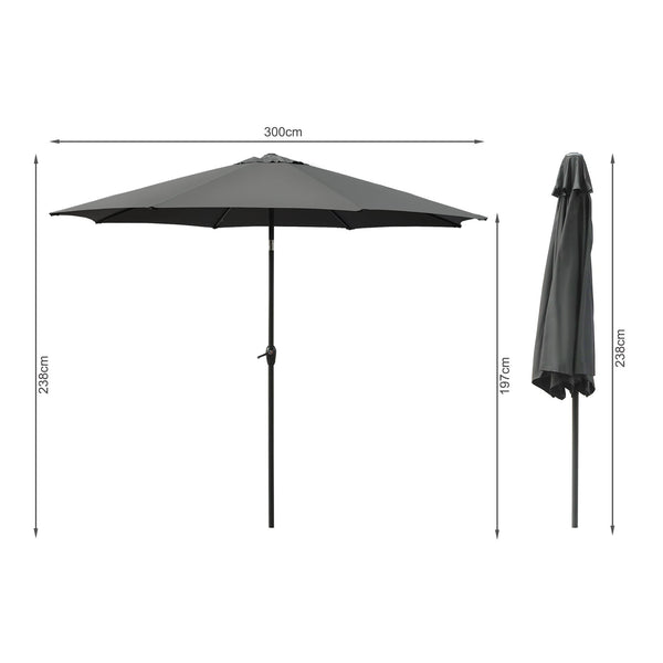 Toughout Rimu Outdoor Umbrella 3m - Charcoal