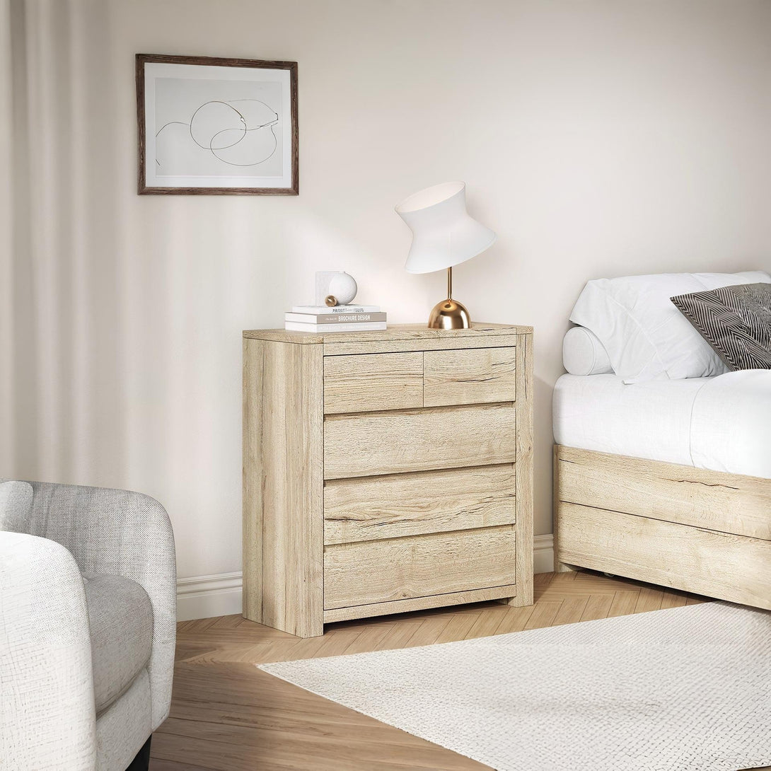 Borneo 5 Drawers Tallboy - Oak