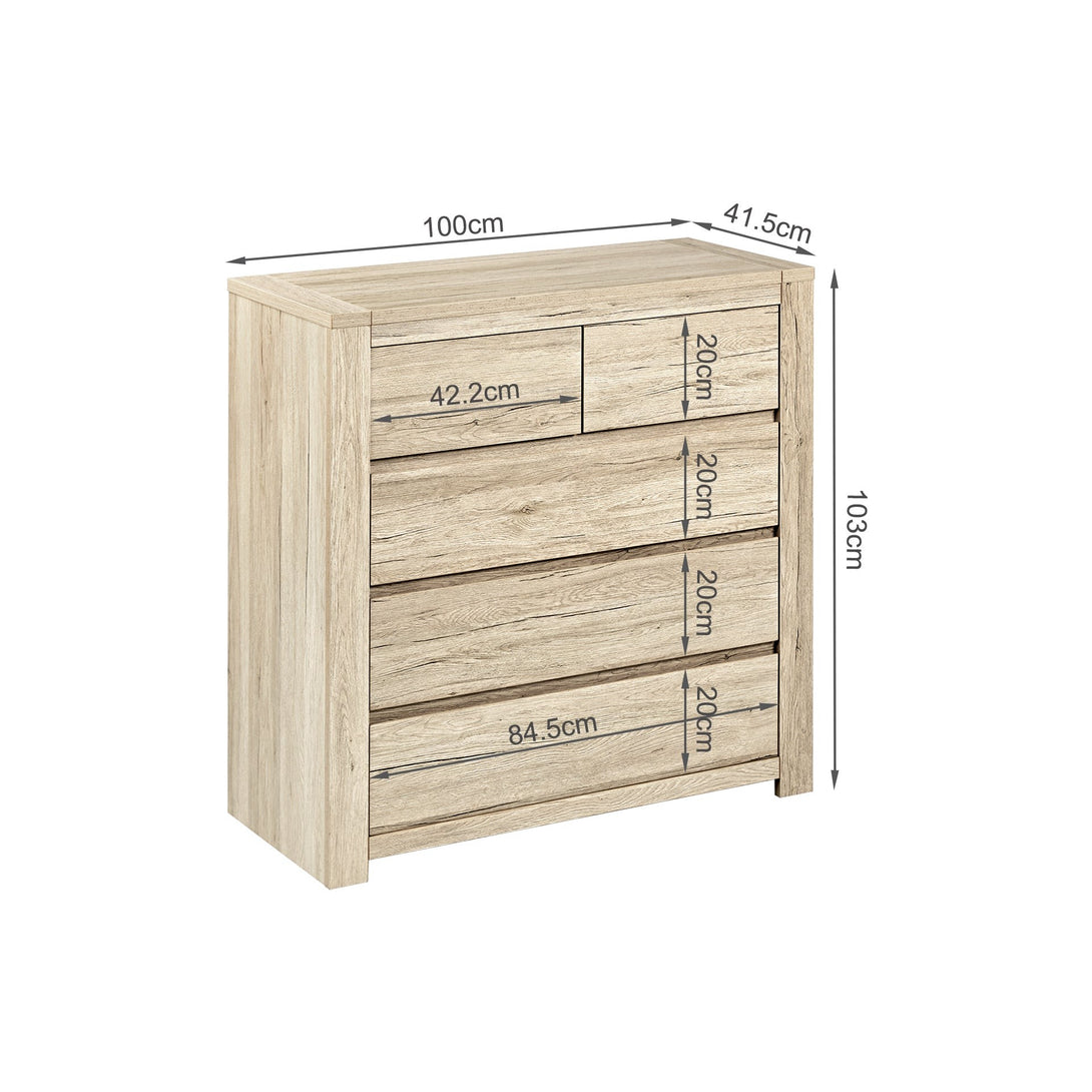 Borneo 5 Drawers Tallboy - Oak