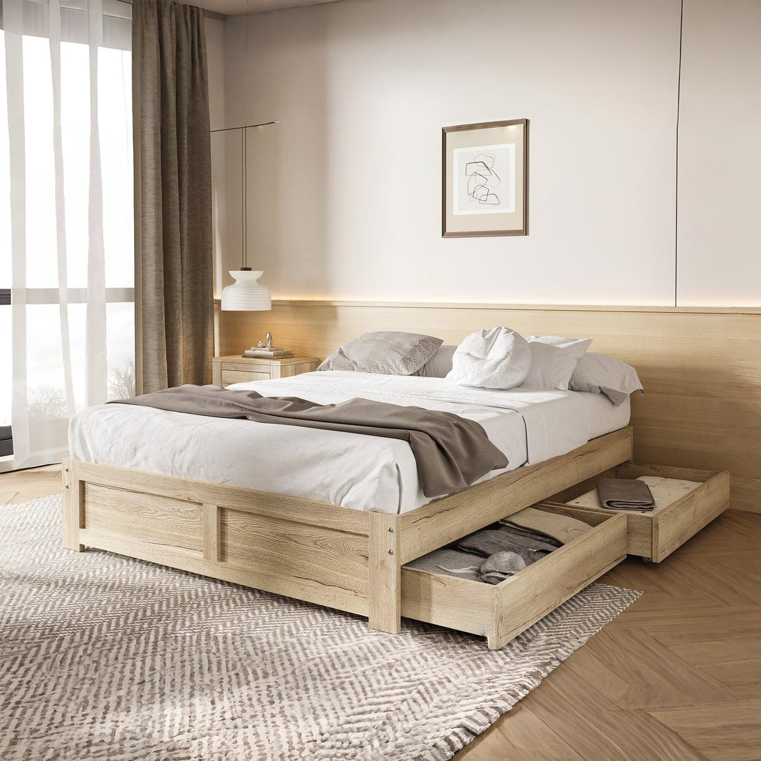 Borneo Queen Storage Bed - Oak