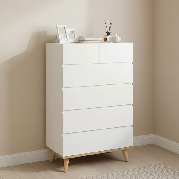 Hudson 6 Drawers Tallboy - White
