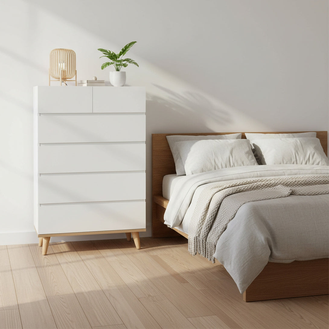 Hudson 6 Drawers Tallboy - White