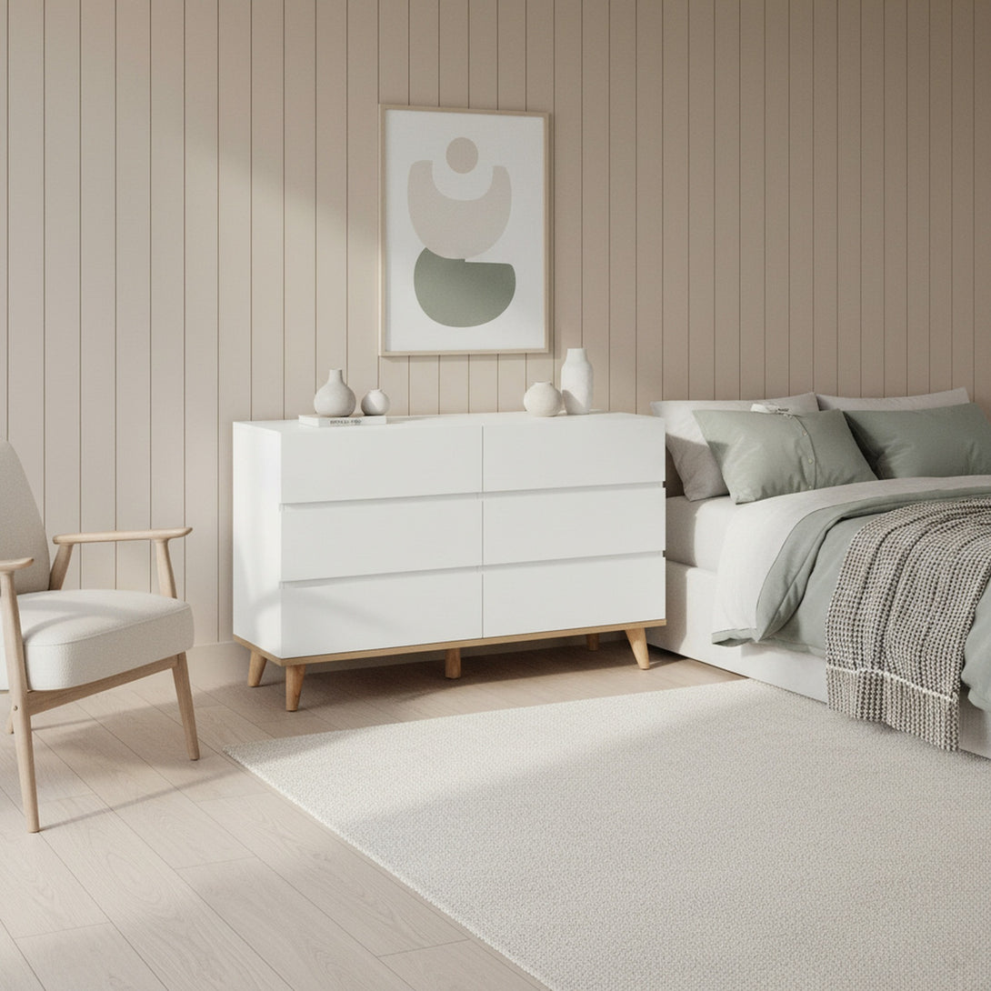 Hudson 6 Drawers Lowboy - White