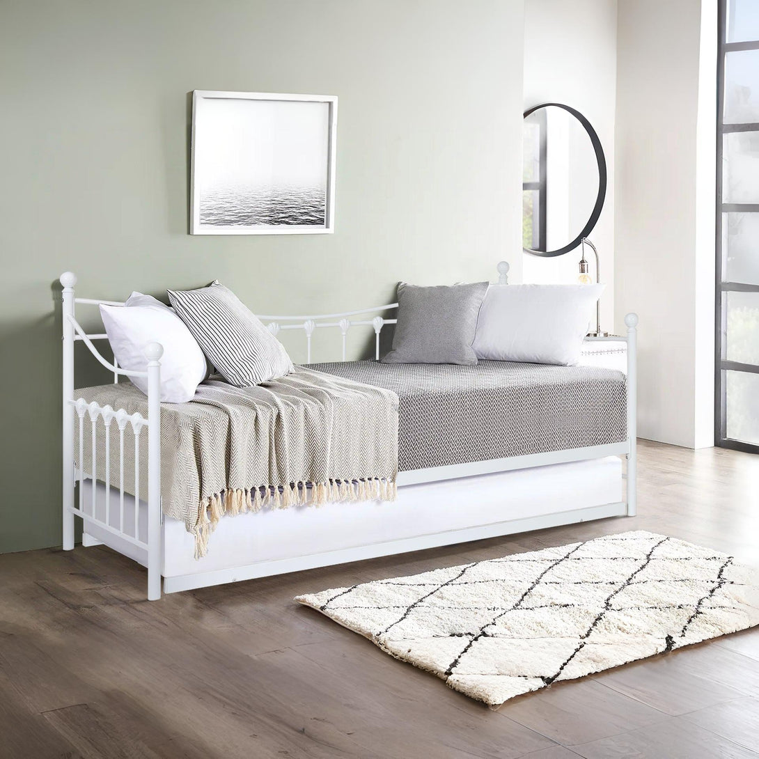 Hartz Single Metal Trundle Bed Frame - White