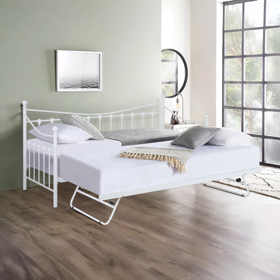 Hartz Single Metal Trundle Bed Frame - White