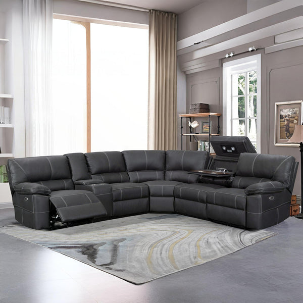 Kingston Electric Recliner Corner Sofa - Black