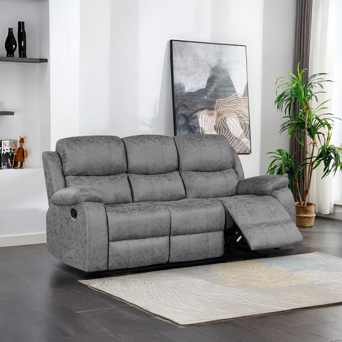 Wilson Manual 3 Seater Recliner Sofa - Grey