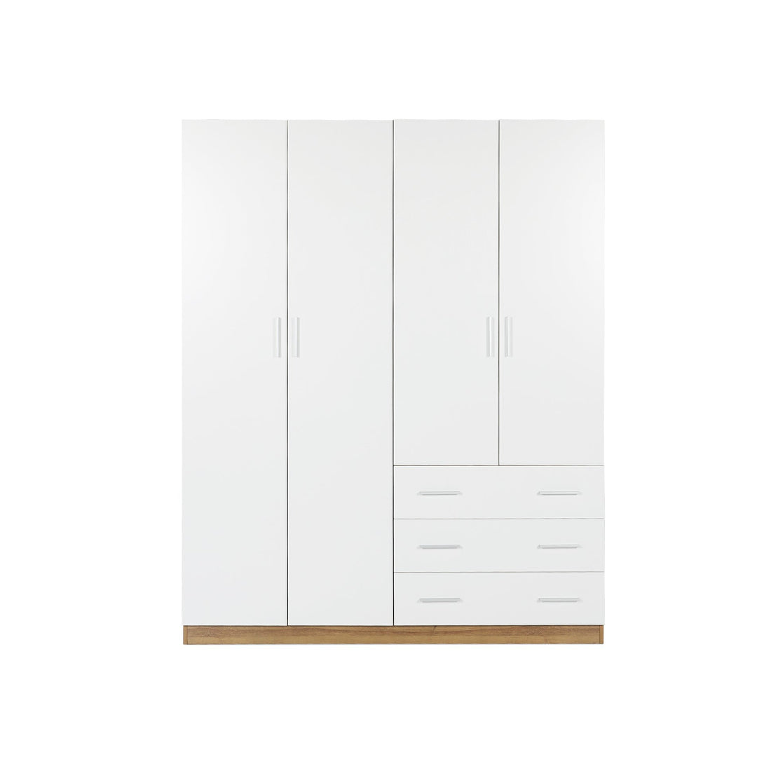  Harris 4 Door Wardrobe with 3 Drawers - Oak + White 
