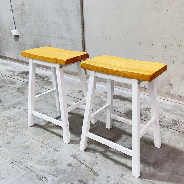 Avon Bar Stool - Set of 2 - Oak + White