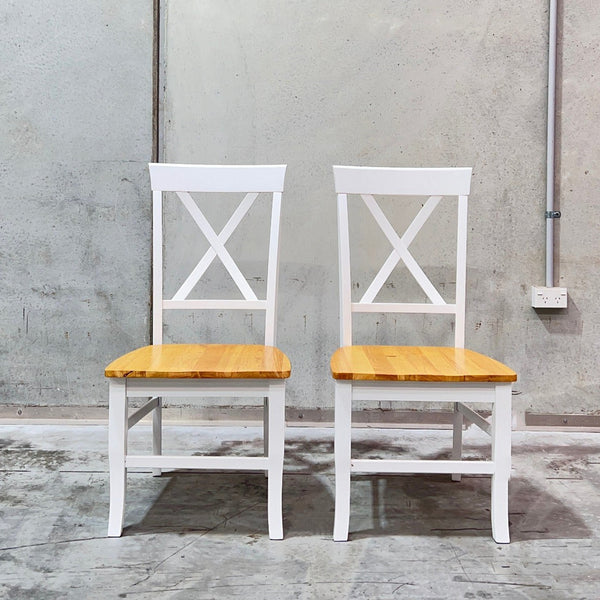Bali Dining Chair - Set of 2 - Oak + White
