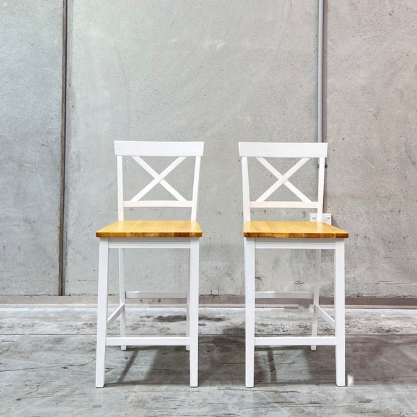 Selena Bar Stool - Set of 2 - Oak + White