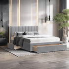 Hopkins Queen Velvet Bed Frame with Storage - Grey