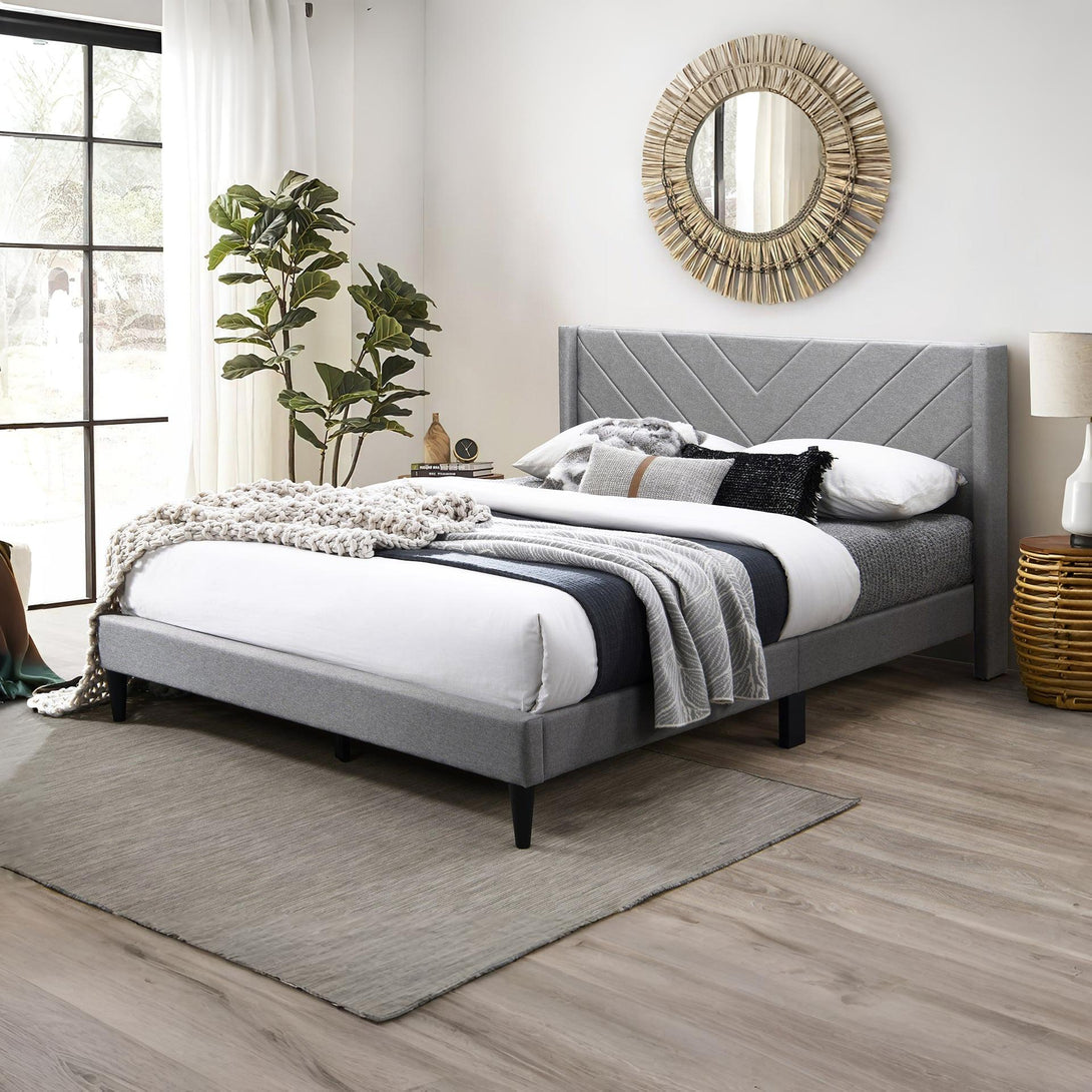 Bassie Queen Bed Frame - Light Grey