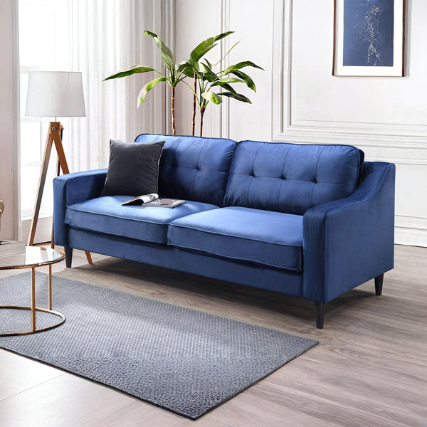 Hampton Velvet 3 Seater Sofa - Navy Blue