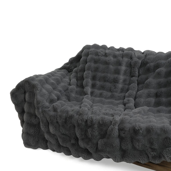 Premium Faux Rabbit Fur Throw Grey 130x160cm