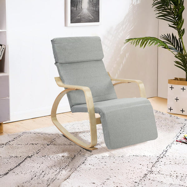 Camila Rocking Chair with Footrest - Grey