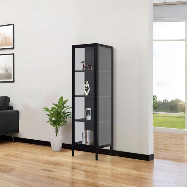 Boise 1.6m 1 Door Display Cabinet - Black