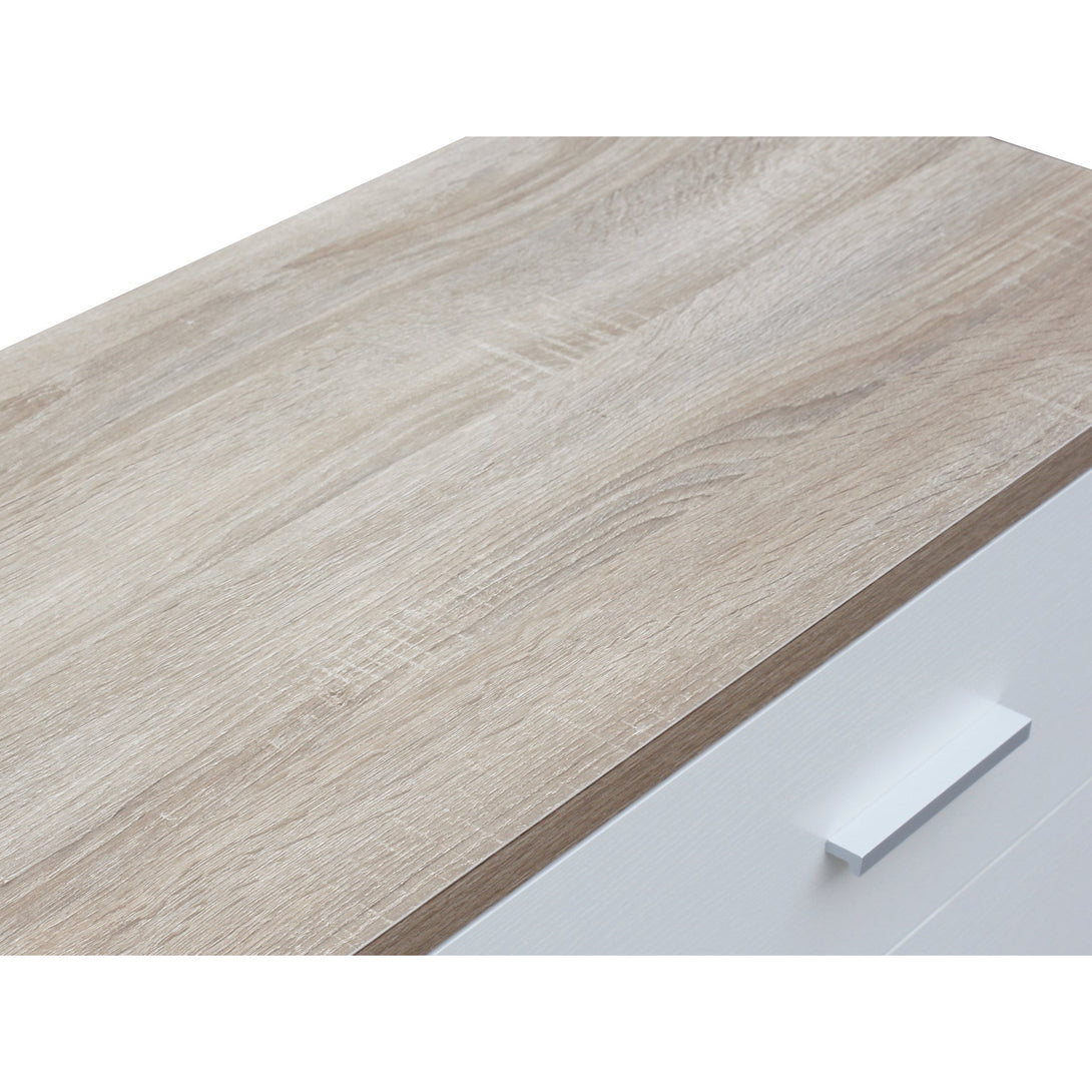 Bram Tallboy 5 Drawer Chest Dresser - Oak + White