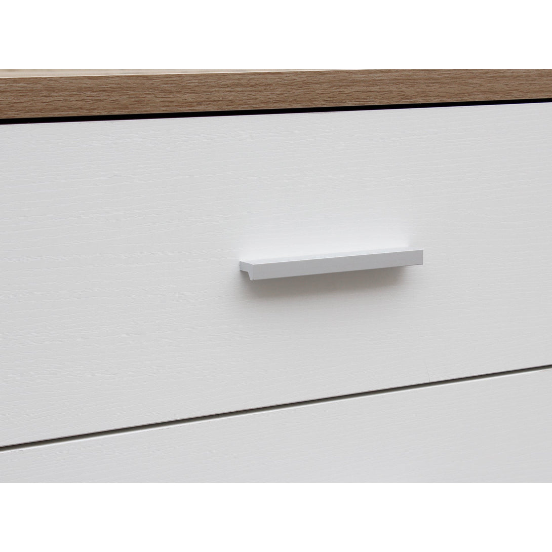 Bram Tallboy 5 Drawer Chest Dresser - Oak + White