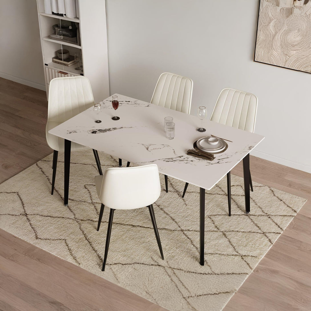 Amaia Dining Chair - Set of 4 - Beige + Black