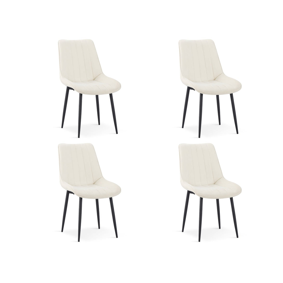 Amaia Dining Chair - Set of 4 - Beige + Black