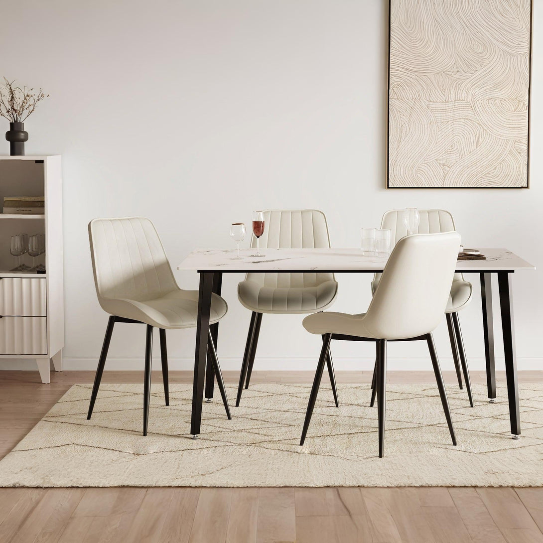 Amaia Dining Chair - Set of 4 - Beige + Black