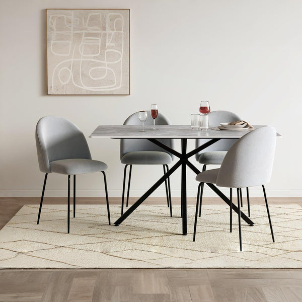 Zoya Dining Chair - Set of 4 - Grey + Black