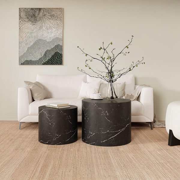 Leslie Round Side Table - Set of 2 - Black