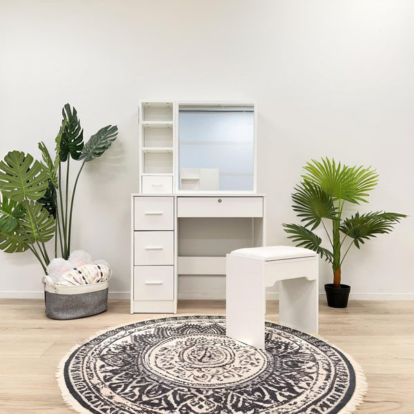 Carnation Dressing Table with Drawers Set 2pcs - White