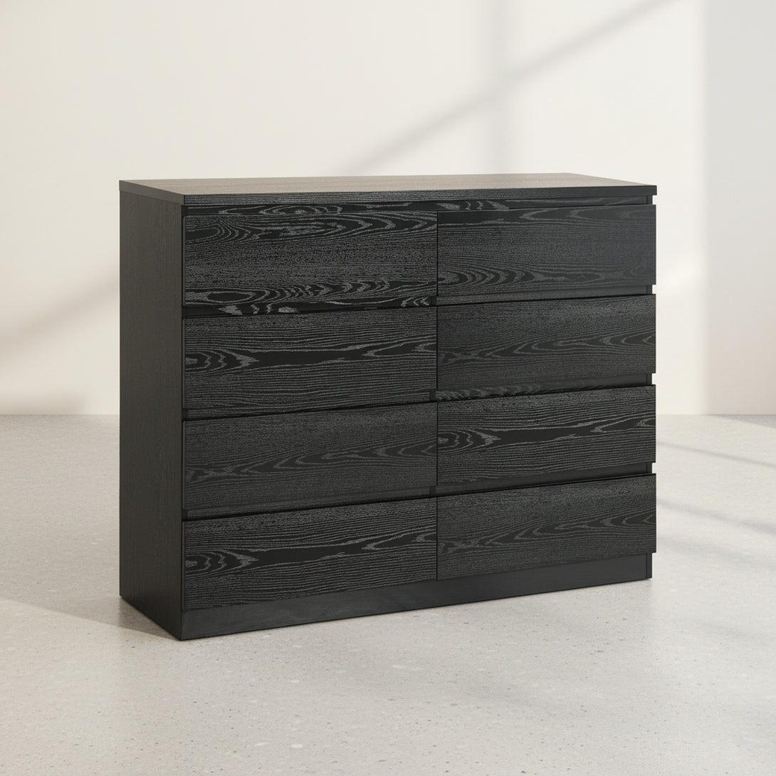 Tongass Wooden 8 Drawers Lowboy - Black