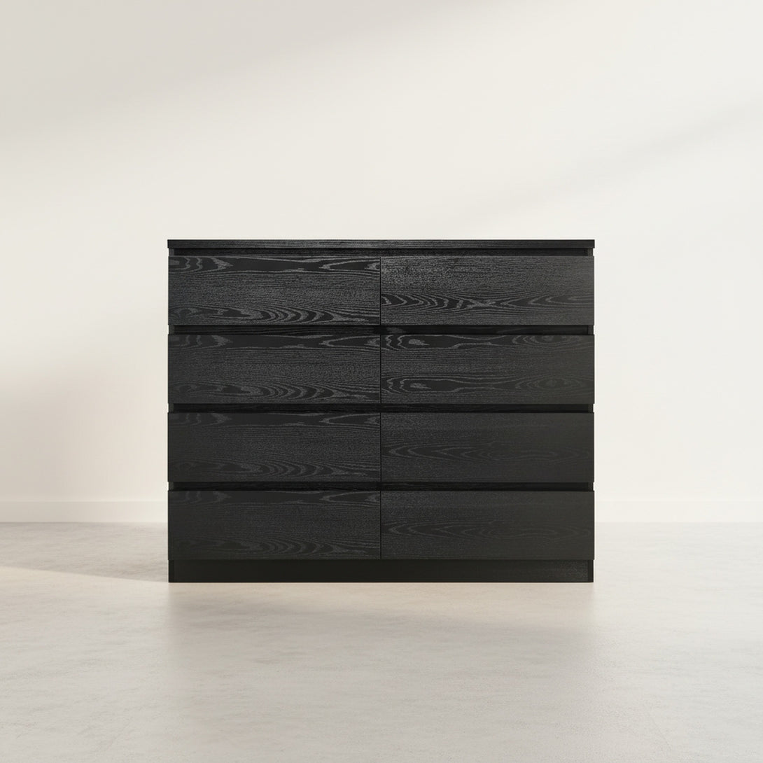 Tongass Wooden 8 Drawers Lowboy - Black