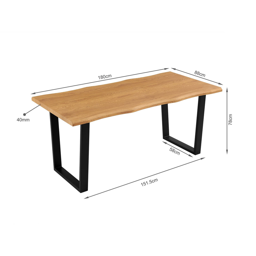 Bryce Dining Table 180 x 90cm - Oak + Black