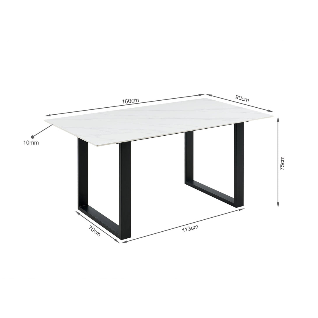 Bridger Matt Ceramic Dining Table 160 x 90cm - White