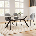 Cedar Gloss Ceramic Dining Table 180 x 90cm - Light Grey + Black