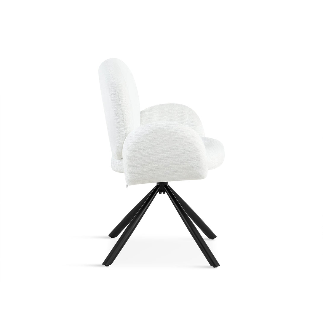 Avery Swivel Fabric Dining Chair - Set of 2 - White