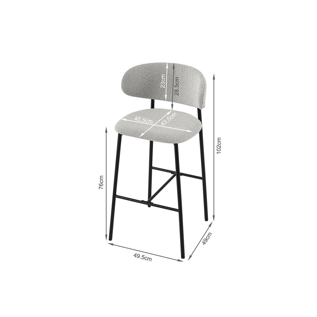 Tate Fabric Bar Stool - Set of 4 - Light Grey