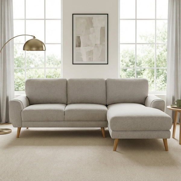 Luno 3 Seater Sofa with Right Facing Chaise - Beige