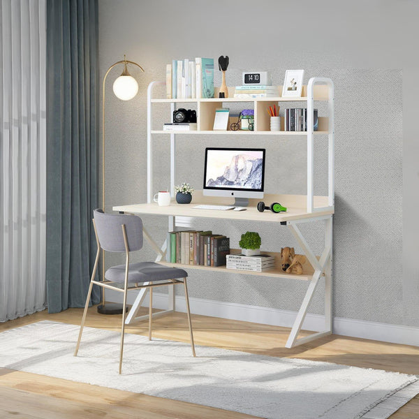 Ramsey 120cm Computer Desk with Bookshelf - Maple