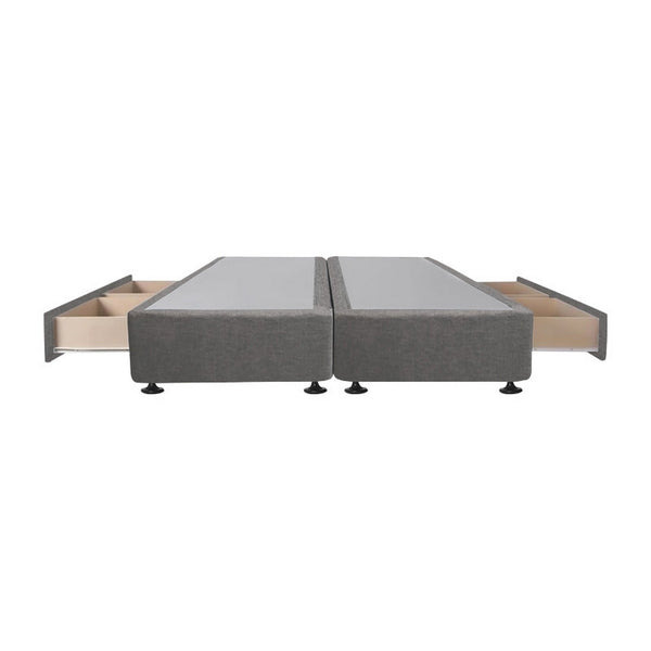 CHARLES Fabric King Split Bed Base 4 Drawers - GREY
