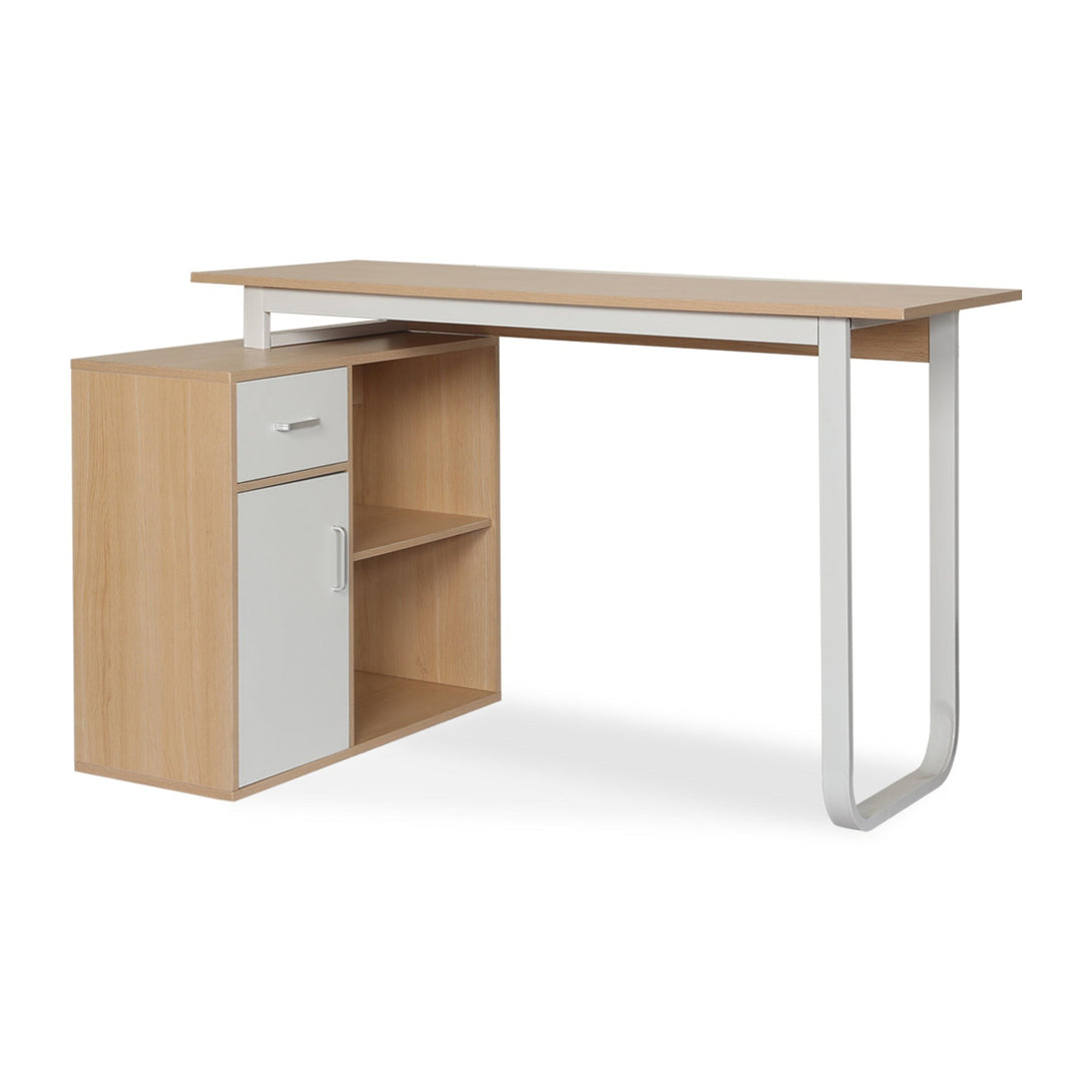 Yates 120cm Computer Desk with Left Cabinet - Oak