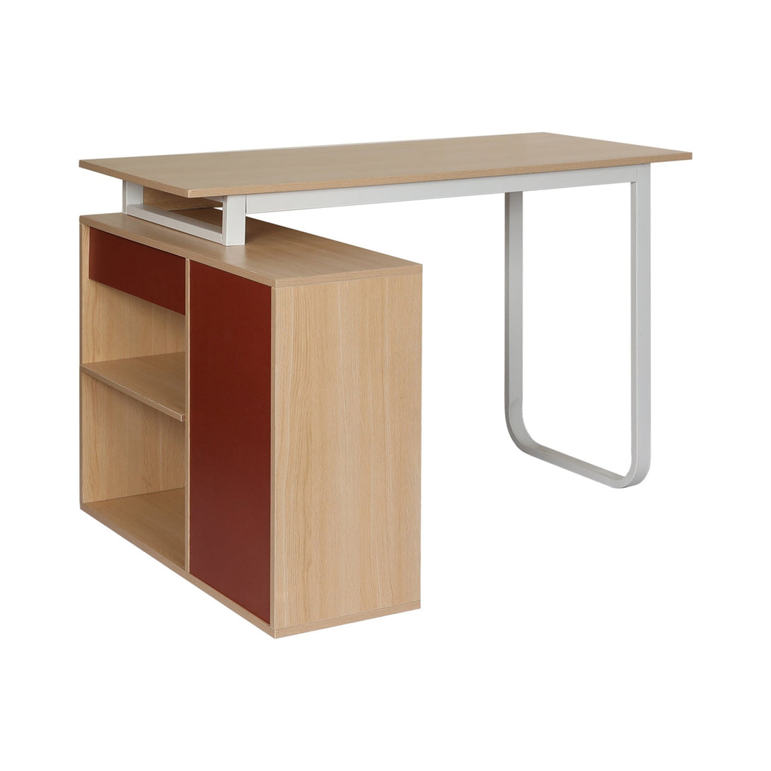 Yates 120cm Computer Desk with Left Cabinet - Oak