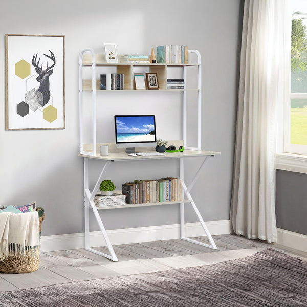 Ramsey 100cm Computer Desk with Bookshelf - Maple